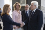 Il Presidente della Repubblica Sergio Mattarella a Napoli al Teatro San Carlo accolto da Luigi Nicolais, Presidente della Fondazione COTEC Italia, Isabel Furtado, Presidente della Fondazione COTEC Portogallo e Cristina Garmendia, Presidente della Fondazione COTEC Spagna,in occasione del XIII Simposio COTEC 