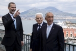Il Presidente della Repubblica Sergio Mattarella con il Presidente della Repubblica portoghese Marcelo Rebelo de Sousa e Felipe VI Re di Spagna, al Palazzo Reale