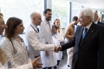 Il Presidente Sergio Mattarella nel corso della visita all’Istituto Europeo di Oncologia nel 25° anniversario di fondazione