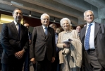 Il Presidente Sergio Mattarella al termine della visita al Memoriale della Shoah con il Sindaco di Milano Giuseppe Sala, la Senatrice a vita Liliana Segre e l'lng. Roberto Jarach, Presidente della Fondazione Memoriale della Shoah