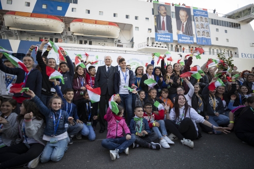 Il Presidente Sergio Mattarella a Civitavecchia,in occasione della cerimonia in occasione della partenza della “Nave della Legalità”.
