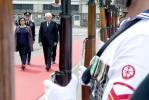 Il Presidente Mattarella e il Ministro della Difesa Trenta al varo della nave "Trieste" della Marina MiIitare 
