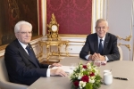 Il Presidente Sergio Mattarella con il Presidente Federale della Repubblica d'Austria Alexander Van der Bellen,in occasione della visita di Stato nella Repubblica d'Austria