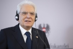 Il Presidente Sergio Mattarella durante le dichiarazioni alla stampa,in occasione della visita di Stato nella Repubblica d'Austria
