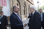 Il Presidente Sergio Mattarella a Palazzo Epstein accolto dal Presidente del Consiglio Nazionale,Wolfgang Sobotka, in occasione della visita di Stato nella Repubblica d'Austria