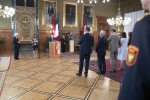 Il Presidente Sergio Mattarella al Municipio di Vienna,con il Sindaco Michael Ludwing,in occasione della visita di Stato nella Repubblica d'Austria