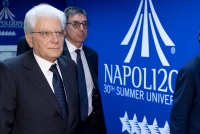 Il Presidente della Repubblica Sergio Mattarella al suo arrivo allo Stadio San Paolo in occasione della cerimonia di apertura delle Universiadi