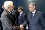 Il Presidente Sergio Mattarella con Ignazio Visco, Governatore della Banca d’Italia e Giovanni Tria, Ministro dell’Economia e della Finanze in occasione dell’Assemblea ABI nel centenario della sua costituzione
