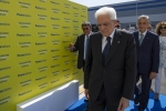 Il Presidente Sergio Mattarella in occasione della cerimonia di inaugurazione del nuovo Centro di smistamento postale (hub) di Poste Italiane 
