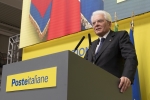 Il Presidente Sergio Mattarella in occasione della cerimonia di inaugurazione del nuovo Centro di smistamento postale (hub) di Poste Italiane 
