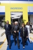 Il Presidente Sergio Mattarella al termine della cerimonia di inaugurazione del nuovo Centro di smistamento postale (hub) di Poste Italiane con il Presidente e l'Amministratore delegato di Poste Italiane 