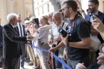 Il Presidente Sergio Mattarella al suo arrivo a Bologna a Palazzo Saraceni in occasione del convegno “Economia e società nel pensiero di Emilio Rubbi” promosso dalla  Fondazione Cassa di Risparmio in Bologna