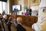 Il Presidente Sergio Mattarella a Palazzo Saraceni in occasione del convegno “Economia e società nel pensiero di Emilio Rubbi” promosso dalla Fondazione Cassa di Risparmio in Bologna. 
