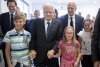 Il Presidente della Repubblica Sergio Mattarella con il Ministro Bussetti e il Presidente di Ferrari John Elkann in occasione della visita all'Istituto Omnicomprensivo "Romolo Capranica"