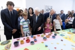 Il Presidente della Repubblica Sergio Mattarella con il Ministro Bussetti e il Presidente di Ferrari John Elkann in occasione della visita all'Istituto Omnicomprensivo "Romolo Capranica"
