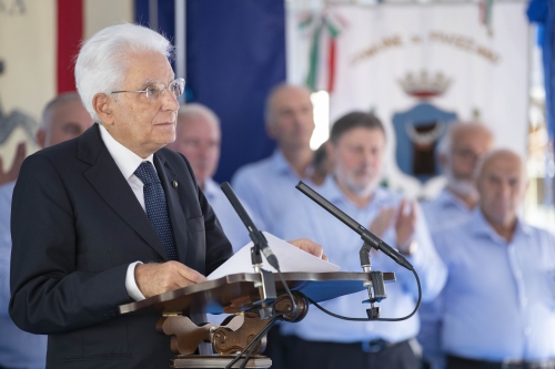 Il Presidente Sergio Mattarella,durante il suo intervento a Fivizzano,in occasione della commemorazione del 75° anniversario degli eccidi