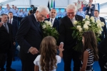 Il Presidente Sergio Mattarella,con il Presidente della Repubblica Federale di Germania Frank-Walter Steinmeier a Fivizzano durante la cerimonia di commemorazione del 75° anniversario degli eccidi
