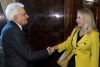 Il Presidente della Repubblica Sergio Mattarella  con la Sen. Avv. Julia UNTERBERGER, Presidente del Gruppo Parlamentare per le Autonomie (SVP-PATT,UV) del Senato della Repubblica, in occasione delle consultazioni
