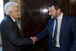  Il Presidente della Repubblica Sergio Mattarella  con il Sen.  Matteo SALVINI, Segretario Federale del Partito “Lega – Salvini Premier”, in occasione delle consultazioni