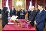 Il Presidente della Repubblica Sergio Mattarella con l'on. Fabiana Dadone, Ministro senza portafoglio, in occasione del giuramento