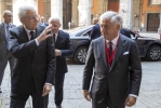 Il Presidente della Repubblica Sergio Mattarella con Antonio D'Amato, Presidente della Federazione Nazionale Cavalieri del Lavoro, al  Convegno “Europa: Radici – Ragioni – Futuro”