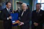 Il Presidente della Repubblica Sergio Mattarella con Angelo Buscema, Presidente della Corte dei conti, e Alberto Cirio, Presidente della Regione Piemonte, in occasione convegno dal titolo “La Corte dei conti a tutela del pubblico erario fra passato e futuro”.

