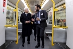 Il Presidente della Repubblica Sergio Mattarella a bordo di un vagone della metropolitana, nel corso della visita al Centro di controllo della Metropolitana di Copenaghen