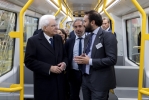 Il Presidente della Repubblica Sergio Mattarella a bordo di un vagone della metropolitana, nel corso della visita al Centro di controllo della Metropolitana di Copenaghen