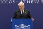 Il Presidente della Repubblica Sergio Mattarella nel corso delle dichiarazione alla stampa al termine della XV Riunione informale dei Capi di Stato del Gruppo Arraiolos 