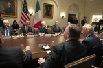 Il Presidente della Repubblica Sergio Mattarella con il Presidente degli Stati Uniti d’America, Donald Trump durante i colloqui con le rispettive Delegazioni ufficiali