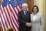 Il Presidente Sergio Mattarella incontra la Presidente della Camera dei Rappresentanti, Nancy Pelosi, in occasione della Visita Ufficiale negli Stati Uniti d'America 
