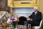 Il Presidente Sergio Mattarella nel corso dei colloqui con la Presidente della Camera dei Rappresentanti, Nancy Pelosi, in occasione della Visita Ufficiale negli Stati Uniti d'America 
