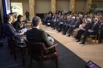 Il Presidente della Repubblica Sergio Mattarella e la Sig.ra Laura e con Paola Pisano Ministro dell'innovazione Tecnologica, a San Francisco,all’Università di Stanford al Forum sull’Innovazione Italia-USA ,in occasione della Visita Ufficiale negli Stati Uniti d'America   