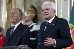 Il Presidente Sergio Mattarella con Marcelo Nuno Duarte Rebelo De Sousa, Presidente della Repubblica Portoghese, in visita di Stato
