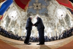 Il Presidente Sergio Mattarella e Marcelo Nuno Duarte Rebelo De Sousa, Presidente della Repubblica Portoghese, durante le dichiarazioni alla stampa