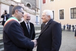 Il Presidente della Repubblica Sergio Mattarella, accolto da Virginio Merola, Sindaco di Bologna, in occasione della cerimonia di conferimento del Sigillum Magnum al Presidente della Repubblica Portoghese
