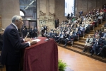 Il Presidente della Repubblica Sergio Mattarella durante la lectio magistralis di Marcelo Nuno Duarte Rebelo de Sousa, Presidente della Repubblica Portoghese. 
