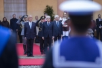 Il Presidente della Repubblica Sergio Mattarella a Bologna con il Presidente Repubblica Portoghese, Marcelo Nuno Duarte Rebelo de Sousa, durante gli onori militari.
