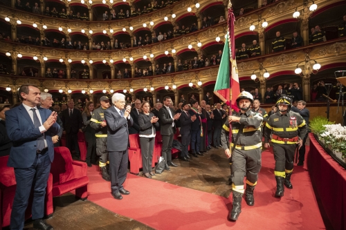 Il Presidente della Repubblica Sergio Mattarella in occasione della celebrazione dell’80° anniversario di fondazione del Corpo Nazionale dei Vigili del Fuoco
