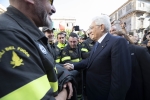 Il Presidente della Repubblica Sergio Mattarella al termine della celebrazione dell’80° anniversario di fondazione del Corpo Nazionale dei Vigili del Fuoco
