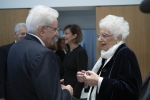 Il Presidente della Repubblica Sergio Mattarella saluta la Sen. Liliana Segre in occasione dell’inaugurazione dell’Anno Accademico 2019-2020 dell’Università Bocconi.
