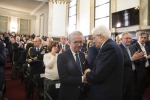 Il Presidente della Repubblica Sergio Mattarella con il Presidente dell'Associazione dei familiari delle vittime della strage di Piazza Fontana, Carlo Arnoldi in occasione del 50° anniversario della strage di Piazza Fontana
