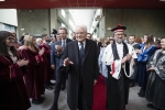 Il Presidente Sergio Mattarella con Gaetano Manfredi, Ministro dell’Università e della Ricerca e con Dino Mastrocola, Rettore dell’Ateneo,in occasione della cerimonia di inaugurazione dell’anno accademico 2019/2020 dell’Università degli Studi di Teramo 
