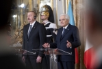 Il Presidente Sergio Mattarella con il Presidente della Repubblica dell’Azerbaigian, S.E. il Signor Ilham Aliyev, nel corso delle dichiarazioni alla stampa