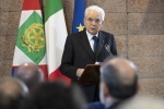 Il Presidente della Repubblica Sergio Mattarella, alla Fabbrica dei Diritti di Sant’Anna di Stazzema, per la cerimonia per il cinquantesimo anniversario del conferimento della medaglia d’oro al valor militare al Comune di Stazzema