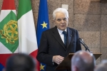 Il Presidente della Repubblica Sergio Mattarella, alla Fabbrica dei Diritti di Sant’Anna di Stazzema, per la cerimonia per il cinquantesimo anniversario del conferimento della medaglia d’oro al valor militare al Comune di Stazzema