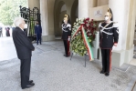 Il Presidente della Repubblica Sergio Mattarella al Cimitero di Codogno depone una corona di fiori in ricordo dei caduti per Covid 19