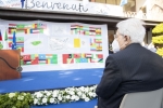 Il Presidente della Repubblica Sergio Mattarella in occasione della cerimonia di commemorazione del Sindaco del Comune di Rocca di Papa, Dott. Emanuele Crestini.
