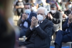 Il Presidente della Repubblica Sergio Mattarella in occasione della cerimonia di commemorazione del Sindaco del Comune di Rocca di Papa, Dott. Emanuele Crestini.
