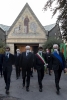 Il Presidente della Repubblica Sergio Mattarella con le autorità locali, in occasione della cerimonia di commemorazione dedicata alle vittime bargamasche del covid-19